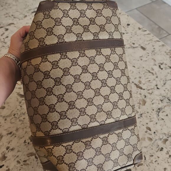 Gucci Sherry Line Brown Monogram Canvas Boston Bag With A Vintage, Rare Charm - Picture 4 of 13